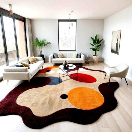 Handcrafted Organic Multicolor Abstract Living Rug